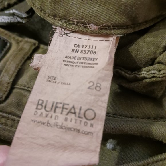 Buffalo David Bitton Faith Mid Rise Olive Green Skinny Jeans - Picture 6 of 9